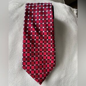 Tommy Hilfiger Red Contrasting Navy and silver 100% Silk Classic 57” Necktie